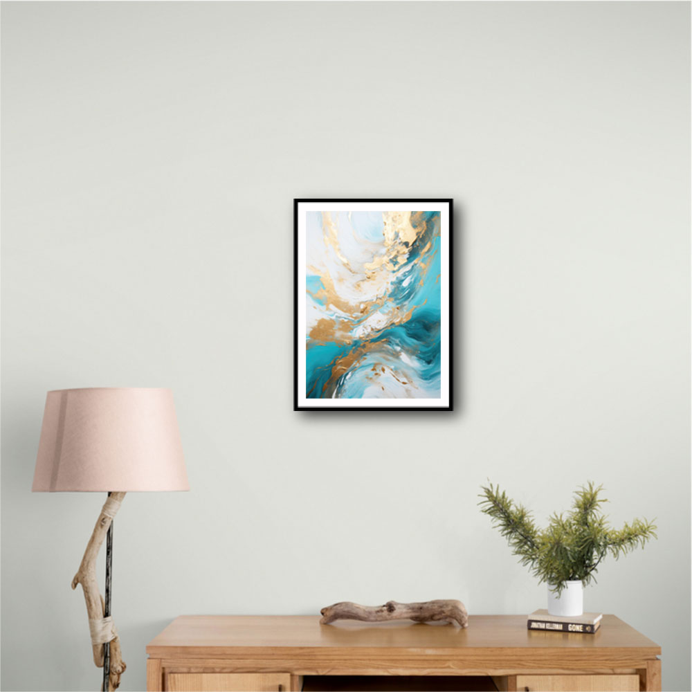 Turquoise & Gold 5 Abstract Wall Art