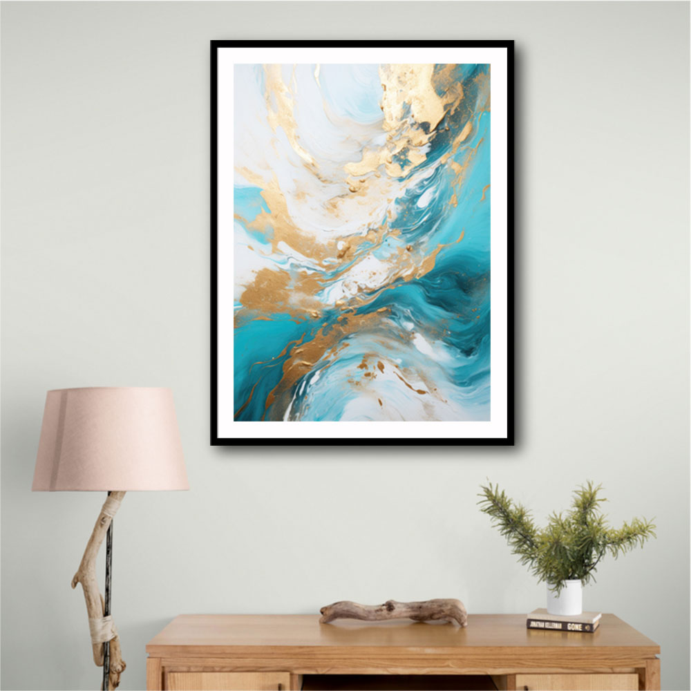 Turquoise & Gold 5 Abstract Wall Art