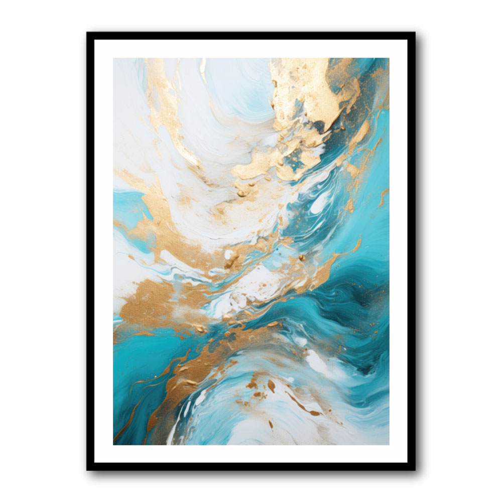 Turquoise & Gold 5 Abstract Wall Art