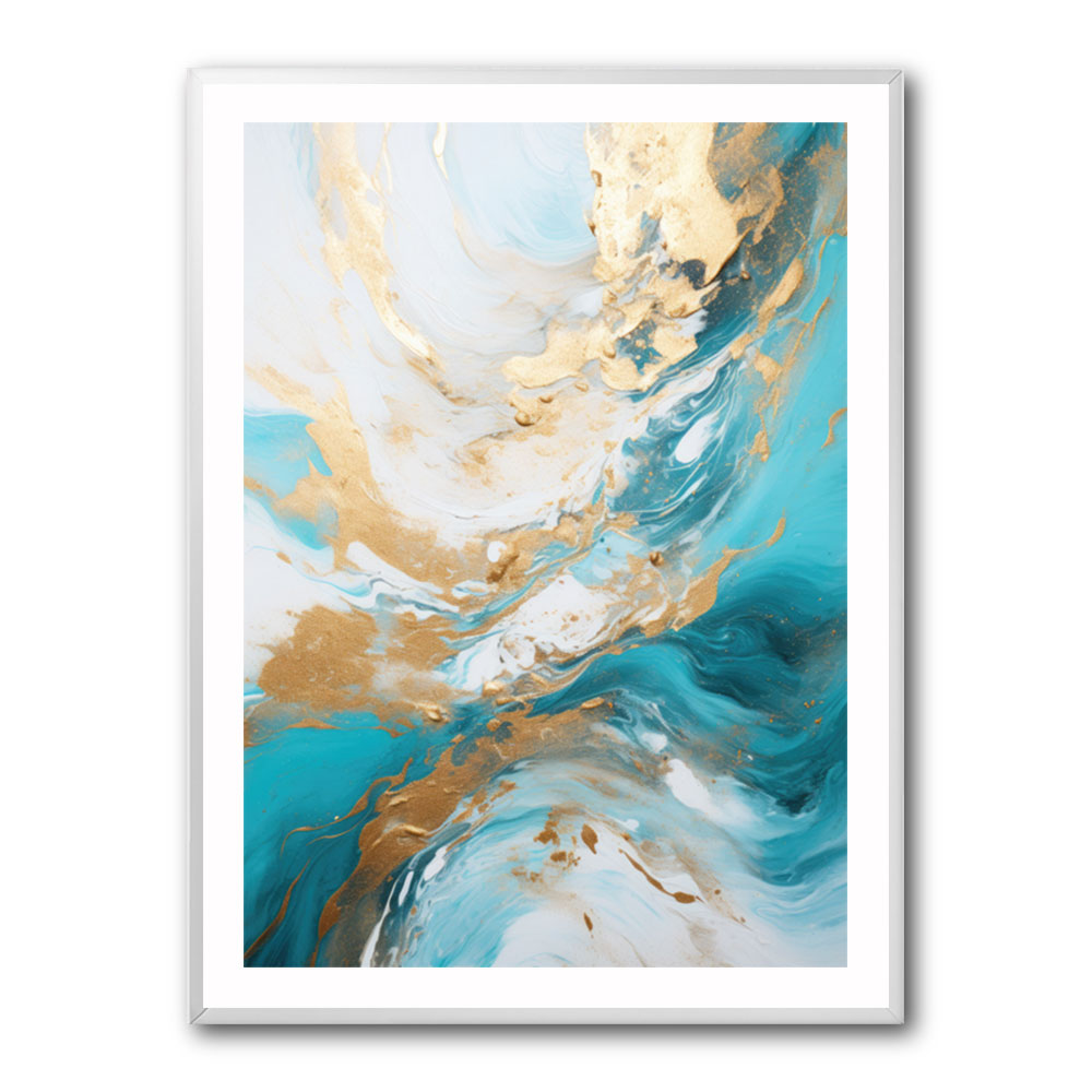 Turquoise & Gold 5 Abstract Wall Art