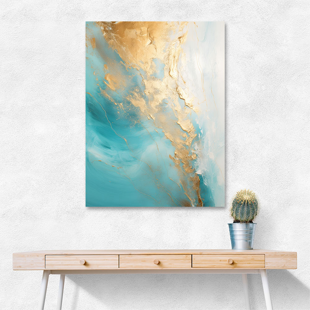 Turquoise & Gold 8 Abstract Wall Art