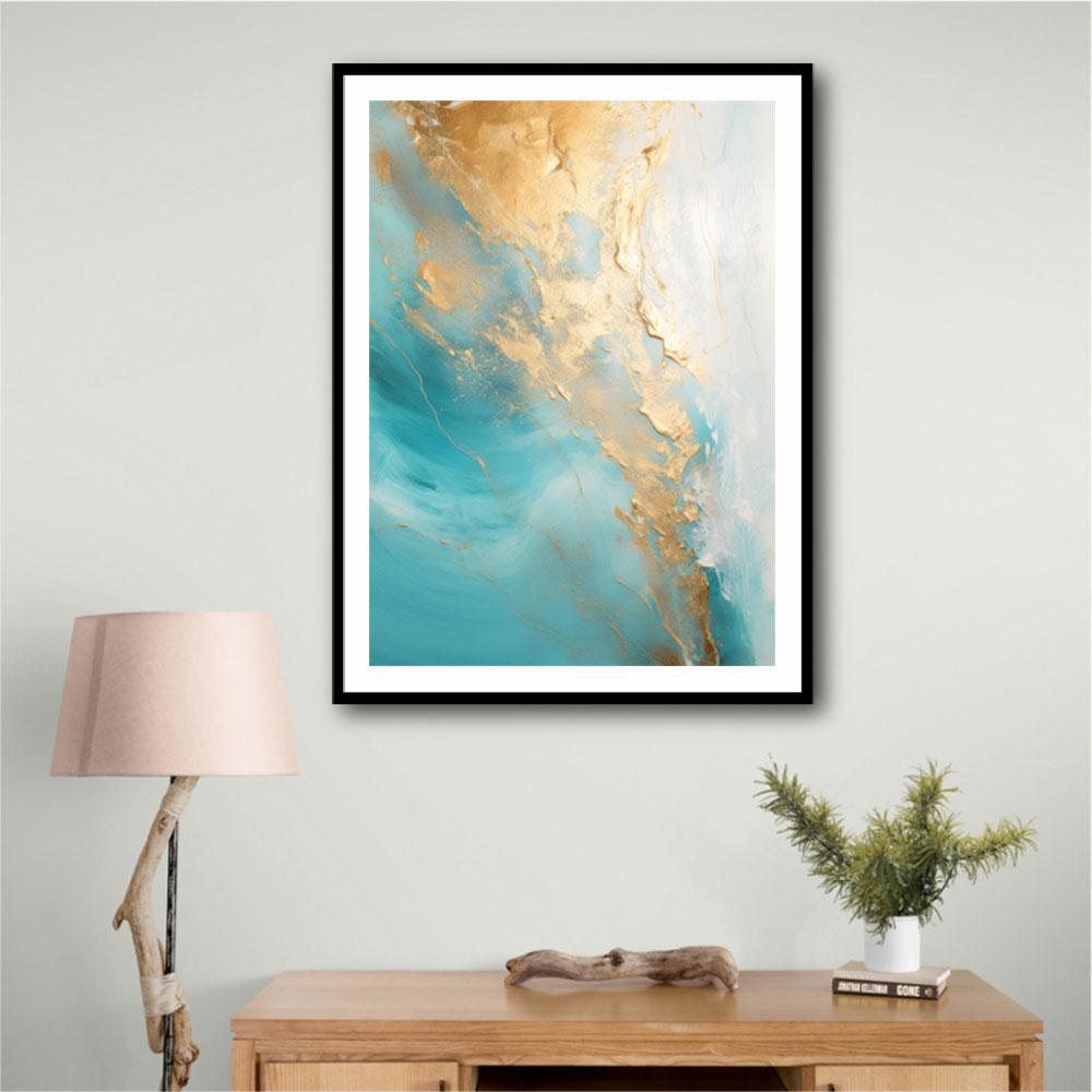 Turquoise & Gold 8 Abstract Wall Art