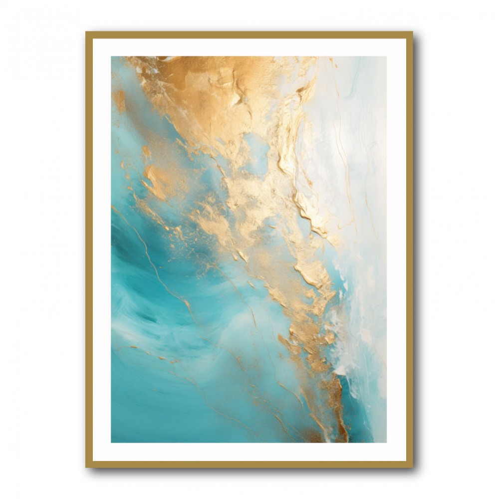 Turquoise & Gold 8 Abstract Wall Art