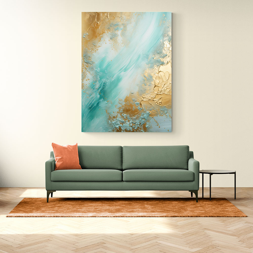 Turquoise & Gold 9 Abstract Wall Art