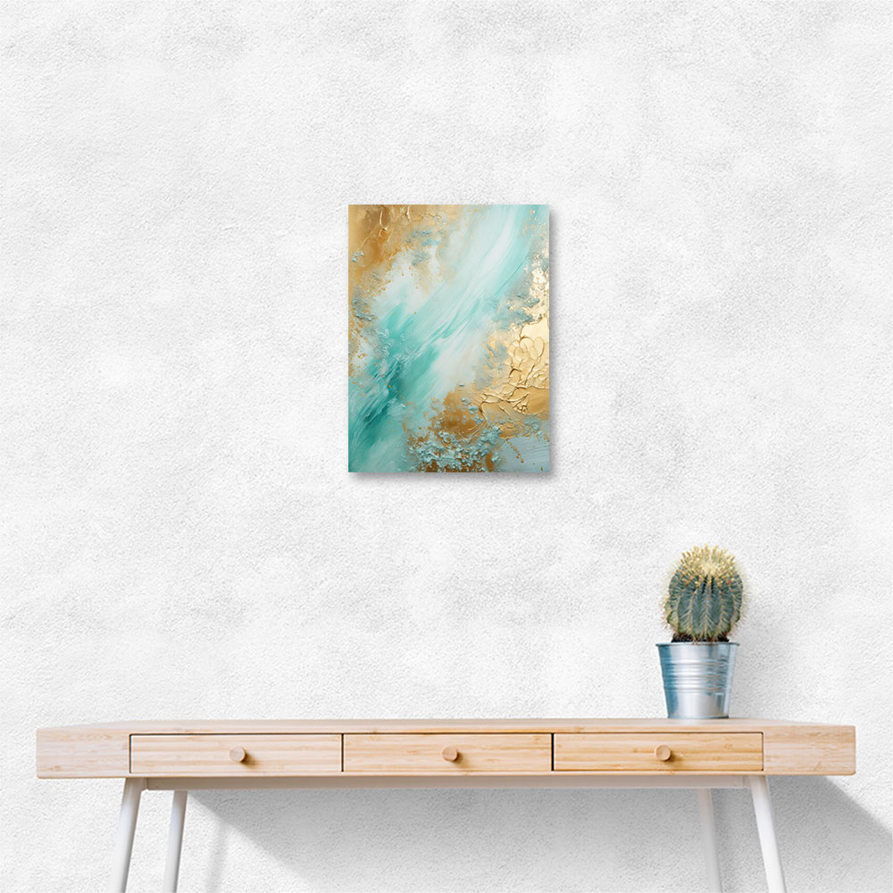 Turquoise & Gold 9 Abstract Wall Art