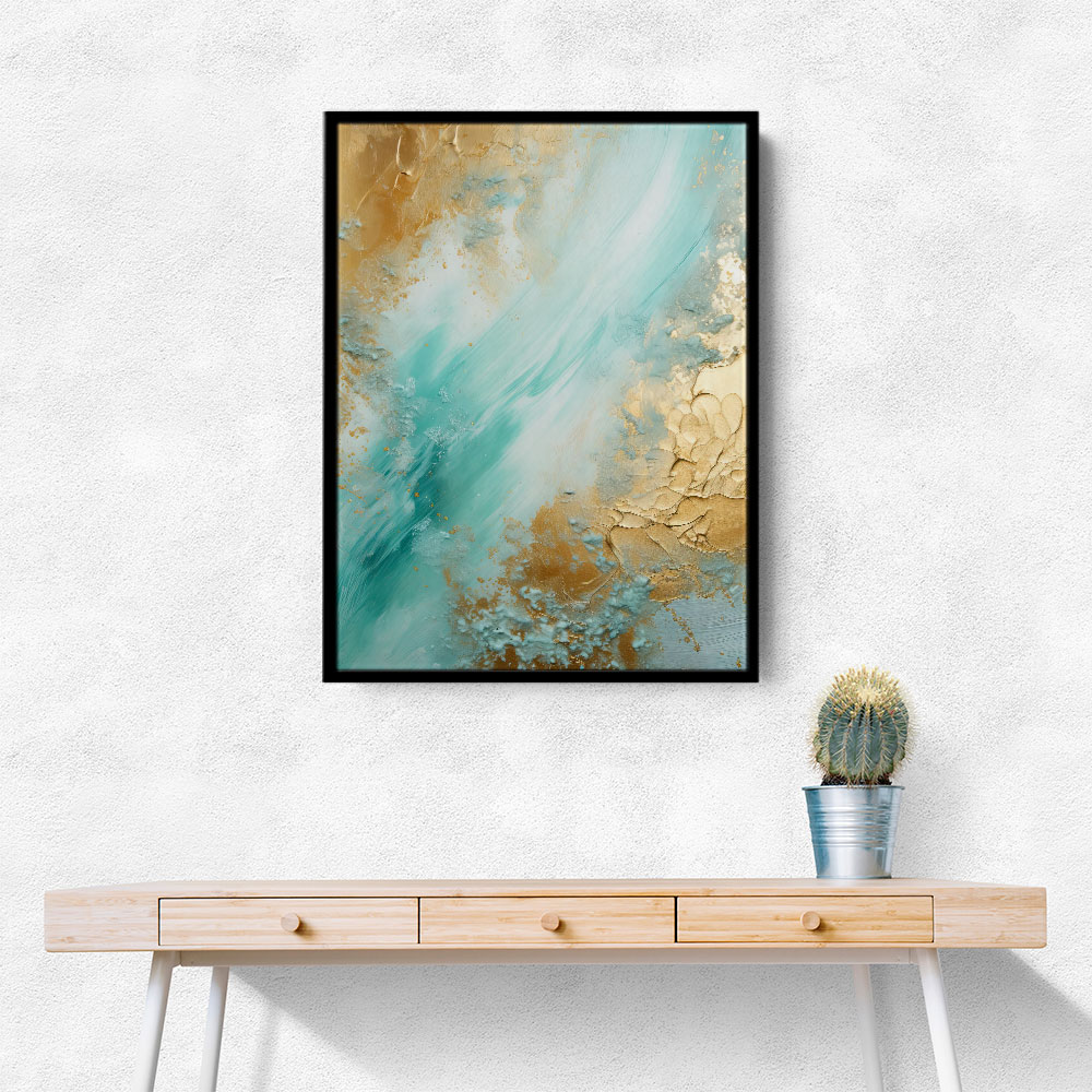 Turquoise & Gold 9 Abstract Wall Art