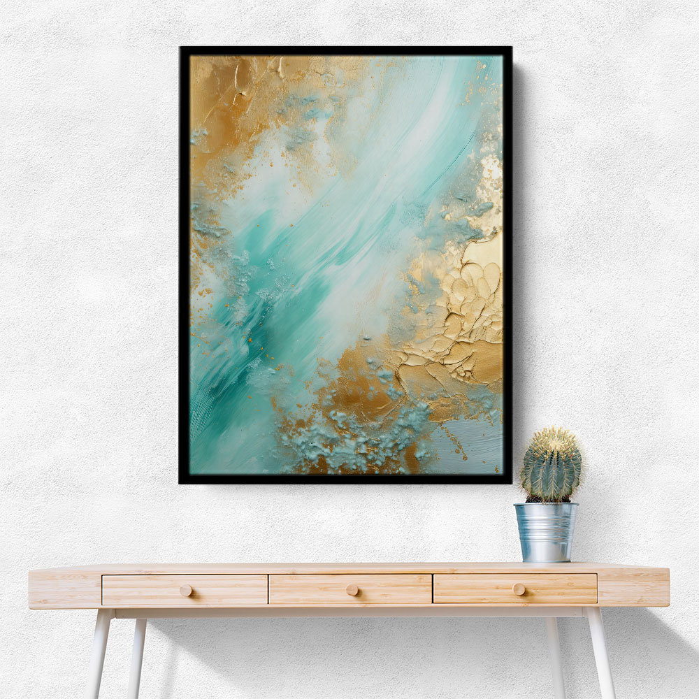 Turquoise & Gold 9 Abstract Wall Art