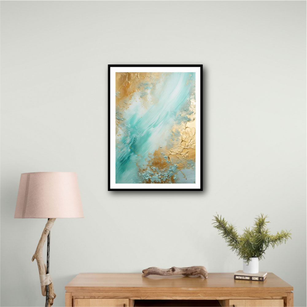 Turquoise & Gold 9 Abstract Wall Art