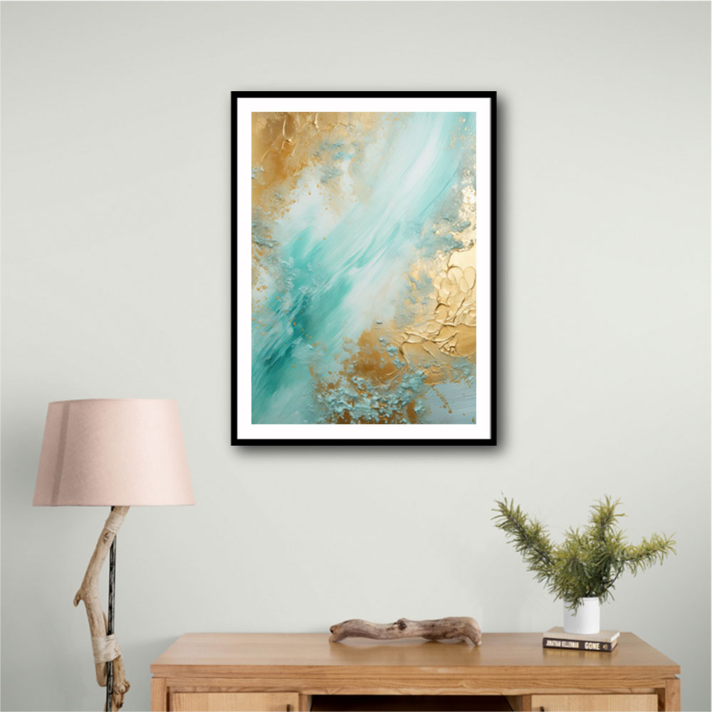 Turquoise & Gold 9 Abstract Wall Art