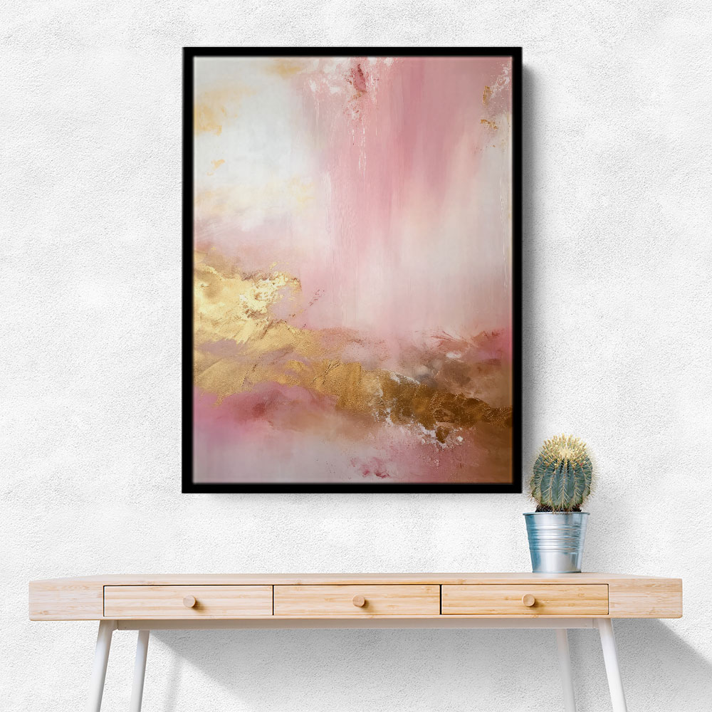 Pink & Gold Stroke Abstract Wall Art