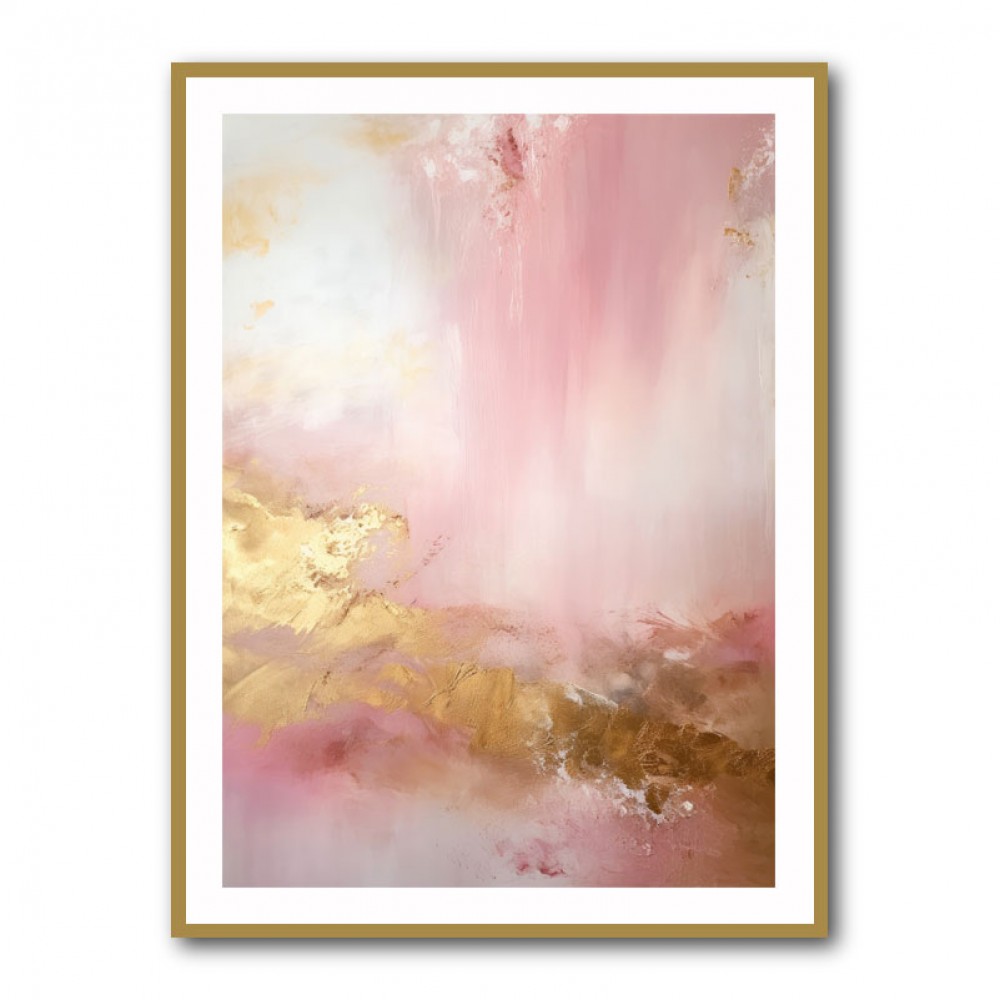 Pink & Gold Stroke Abstract Wall Art