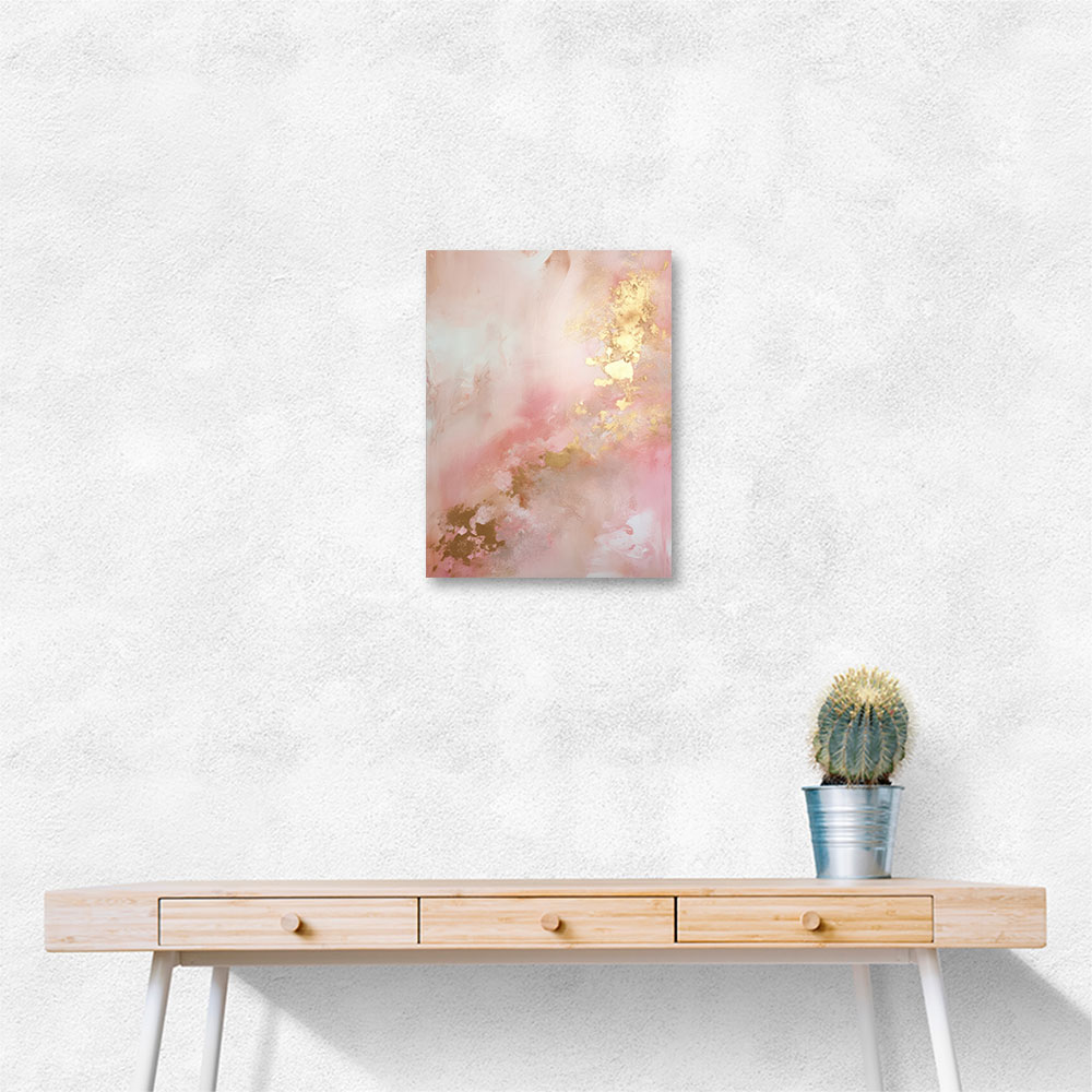 Pink & Gold Stroke Abstract 1 Wall Art