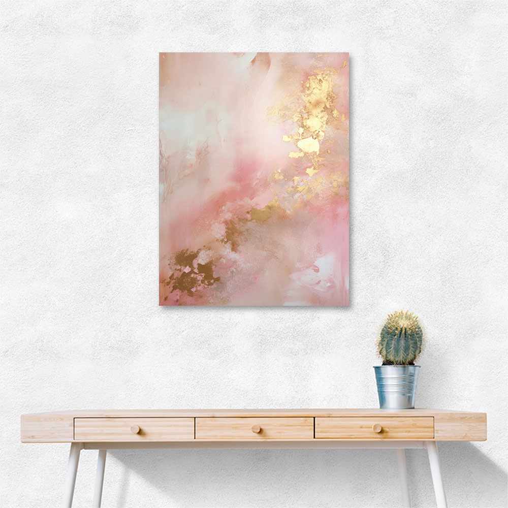 Pink & Gold Stroke Abstract 1 Wall Art