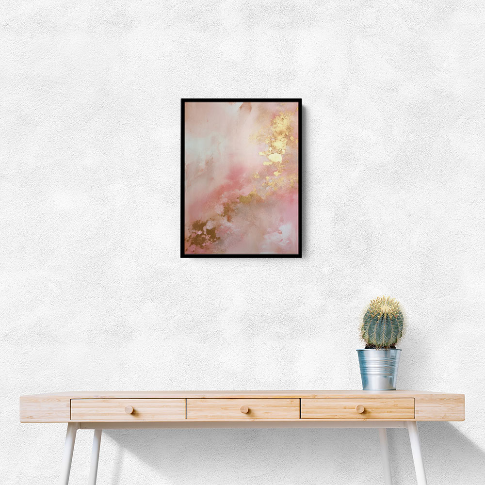 Pink & Gold Stroke Abstract 1 Wall Art