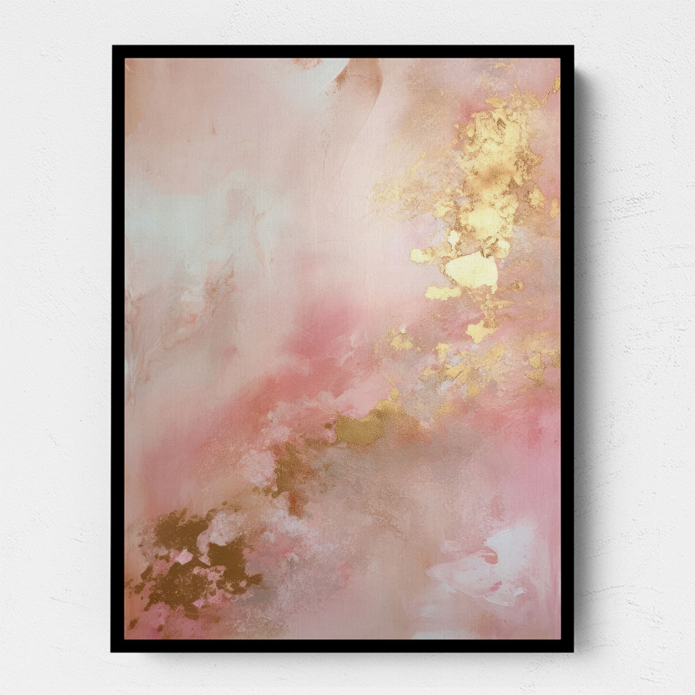 Pink & Gold Stroke Abstract 1 Wall Art