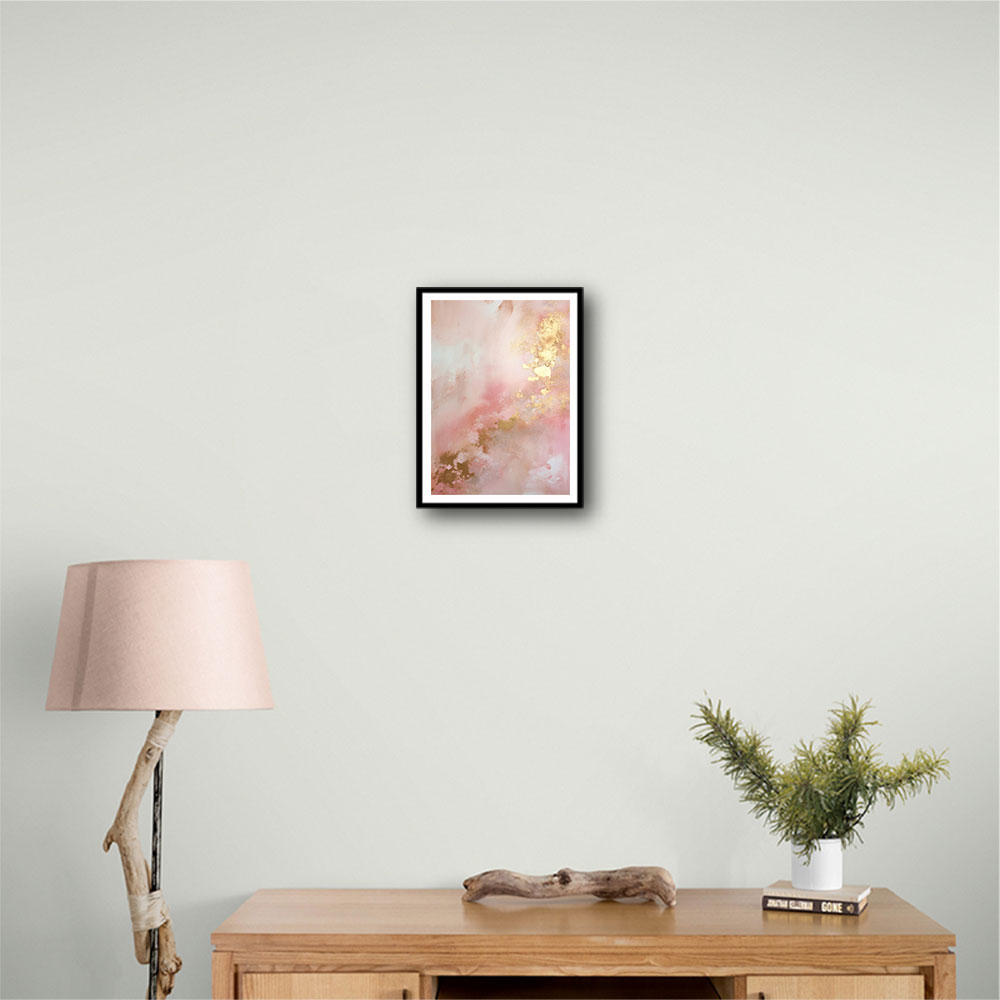 Pink & Gold Stroke Abstract 1 Wall Art