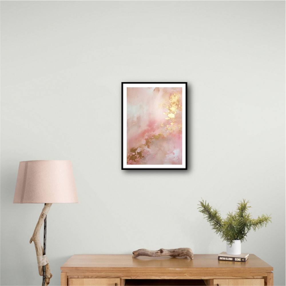 Pink & Gold Stroke Abstract 1 Wall Art