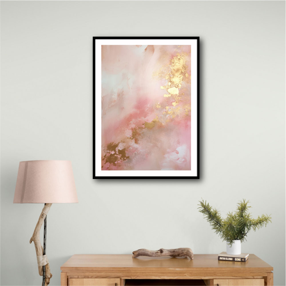 Pink & Gold Stroke Abstract 1 Wall Art