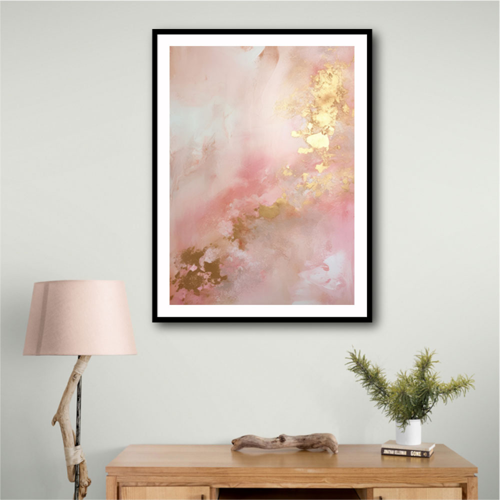 Pink & Gold Stroke Abstract 1 Wall Art