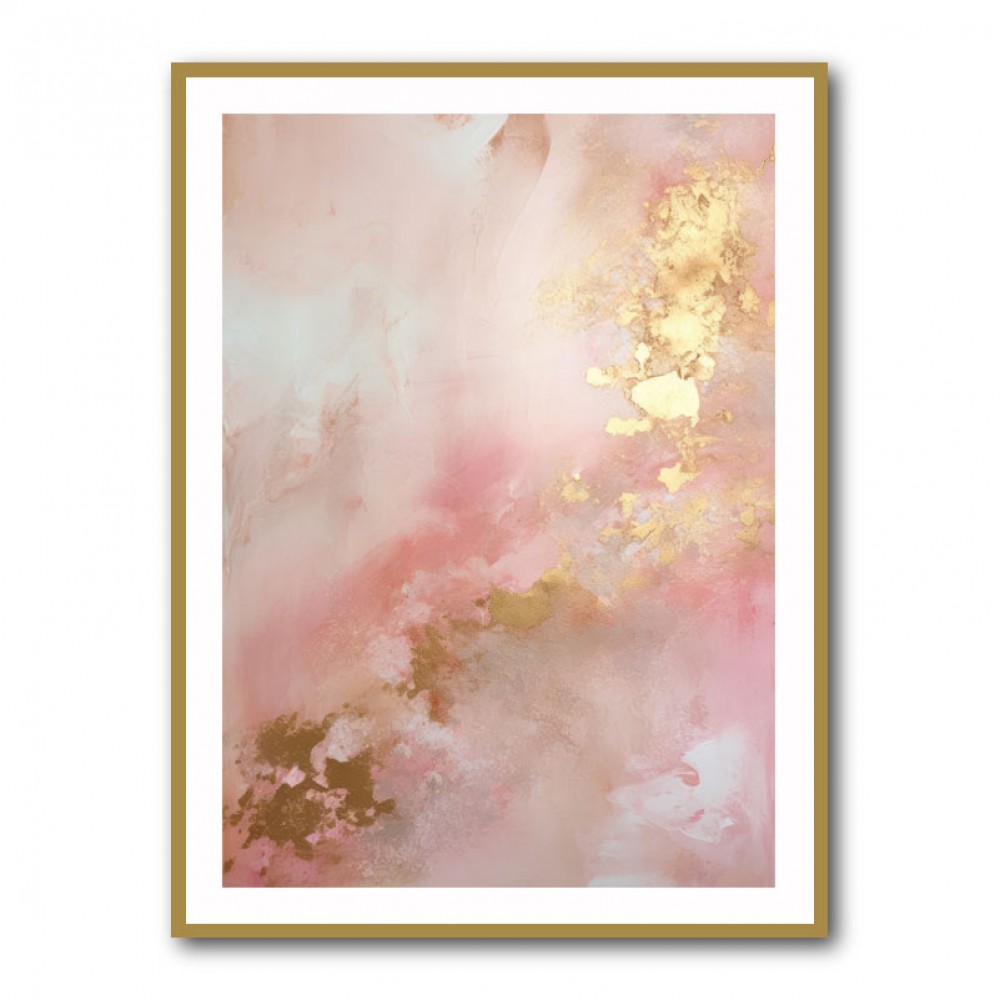 1 Stroke Art Pink Gold & Wall Abstract
