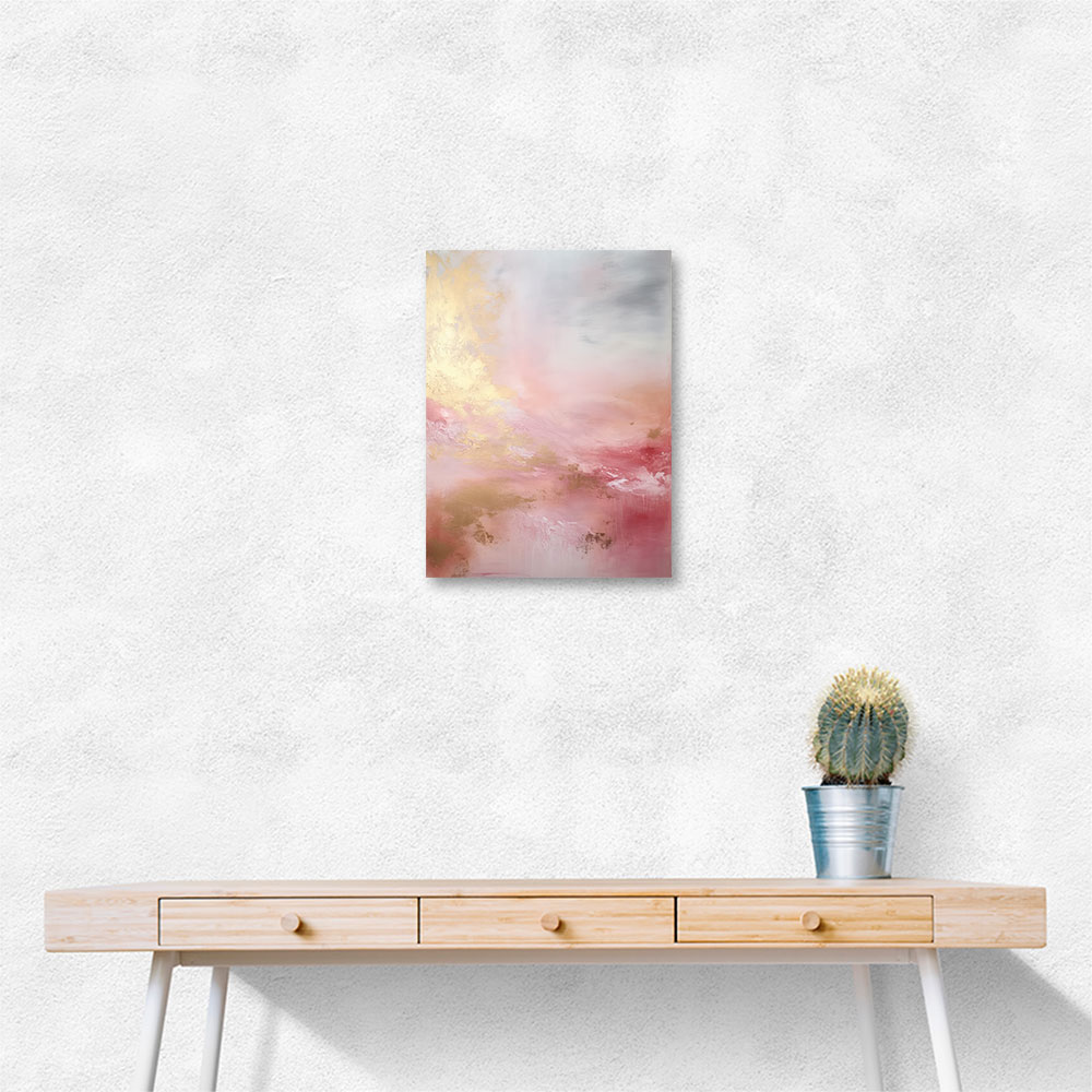 Pink & Gold Stroke Abstract 2 Wall Art