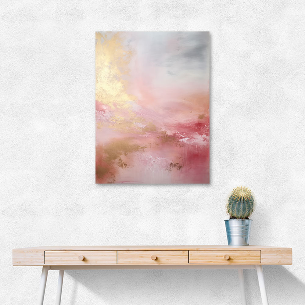 Pink & Gold Stroke Abstract 2 Wall Art