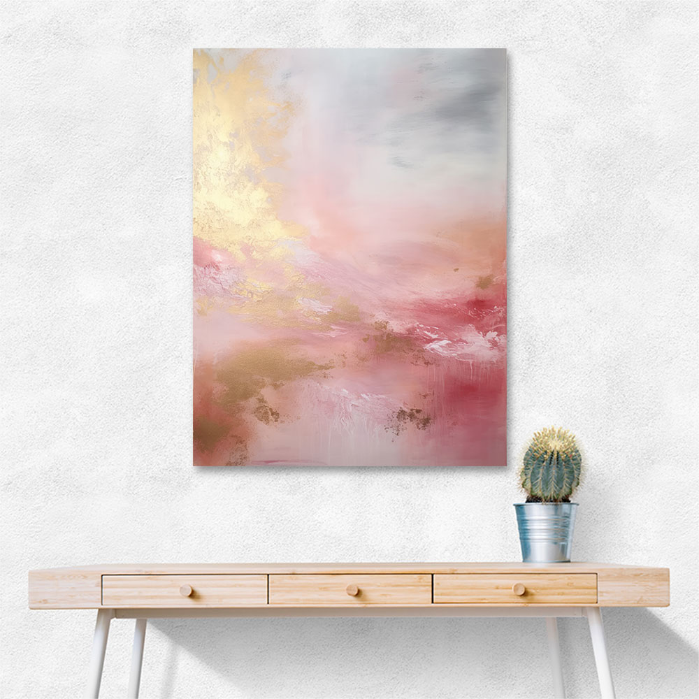 Pink & Gold Stroke Abstract 2 Wall Art