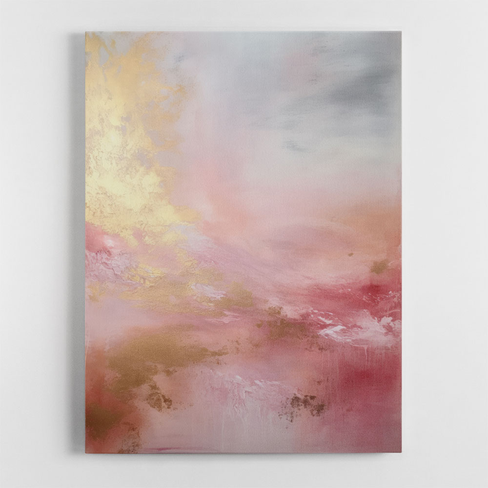 Pink & Gold Stroke Abstract 2 Wall Art