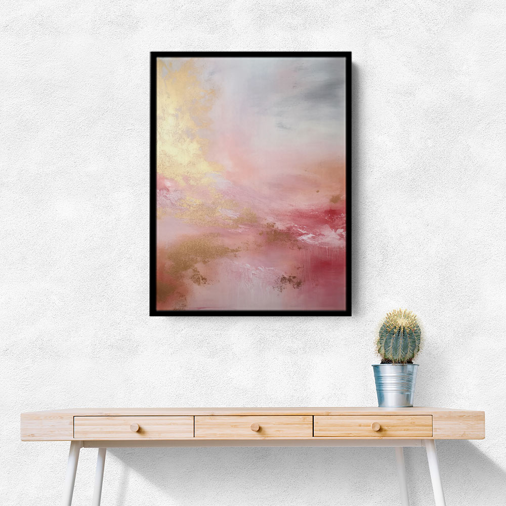 Pink & Gold Stroke Abstract 2 Wall Art