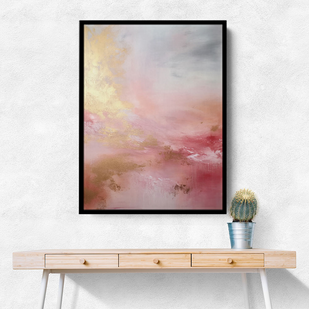 Pink & Gold Stroke Abstract 2 Wall Art