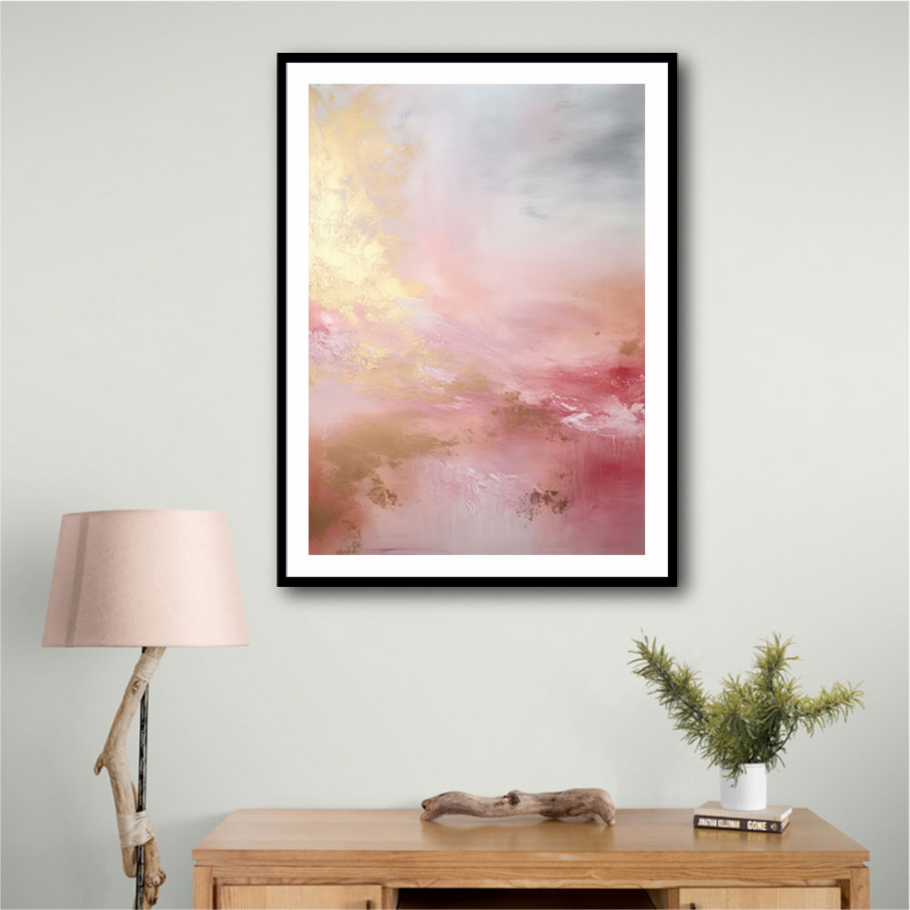 Pink & Gold Stroke Abstract 2 Wall Art