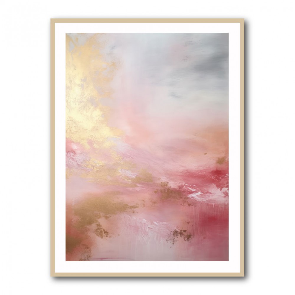 Pink & Gold Stroke Abstract 2 Wall Art