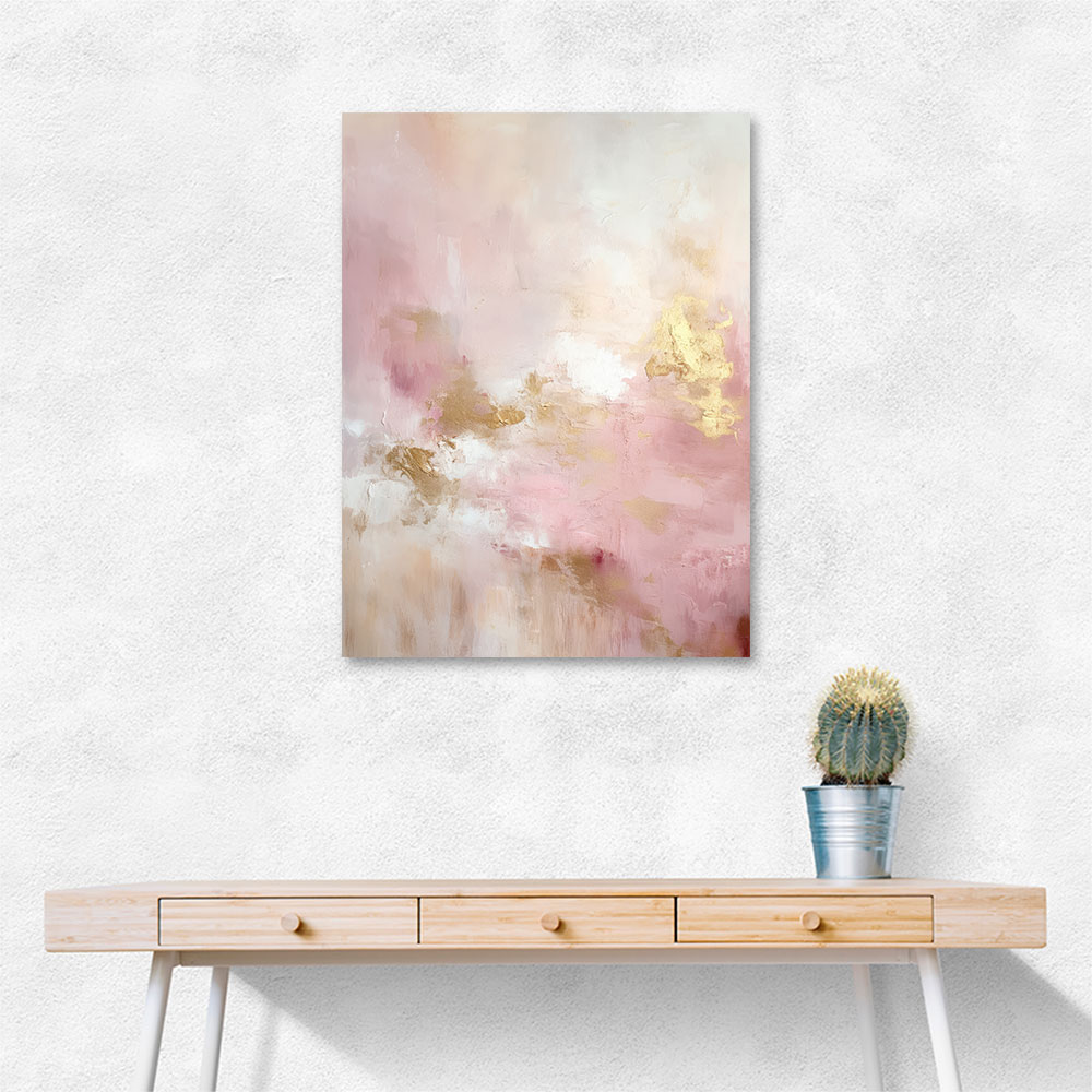 Pink & Gold Stroke Abstract 3 Wall Art