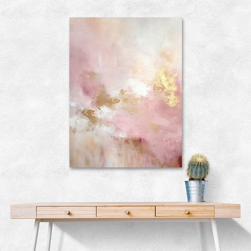 Pink & Gold Stroke Abstract 3 Wall Art