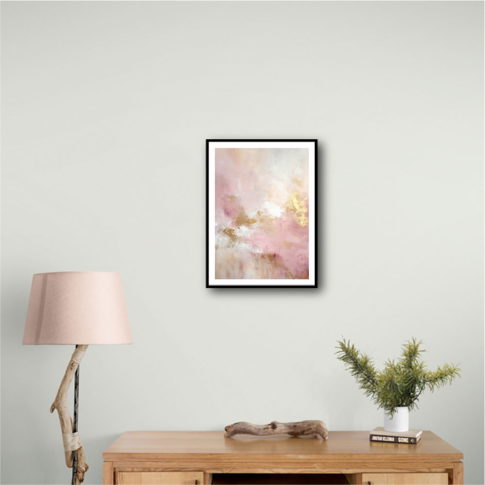 Pink & Gold Stroke Abstract 3 Wall Art