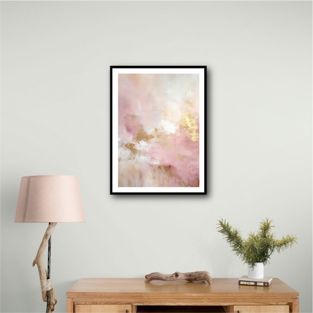 Pink & Gold Stroke Abstract 3 Wall Art