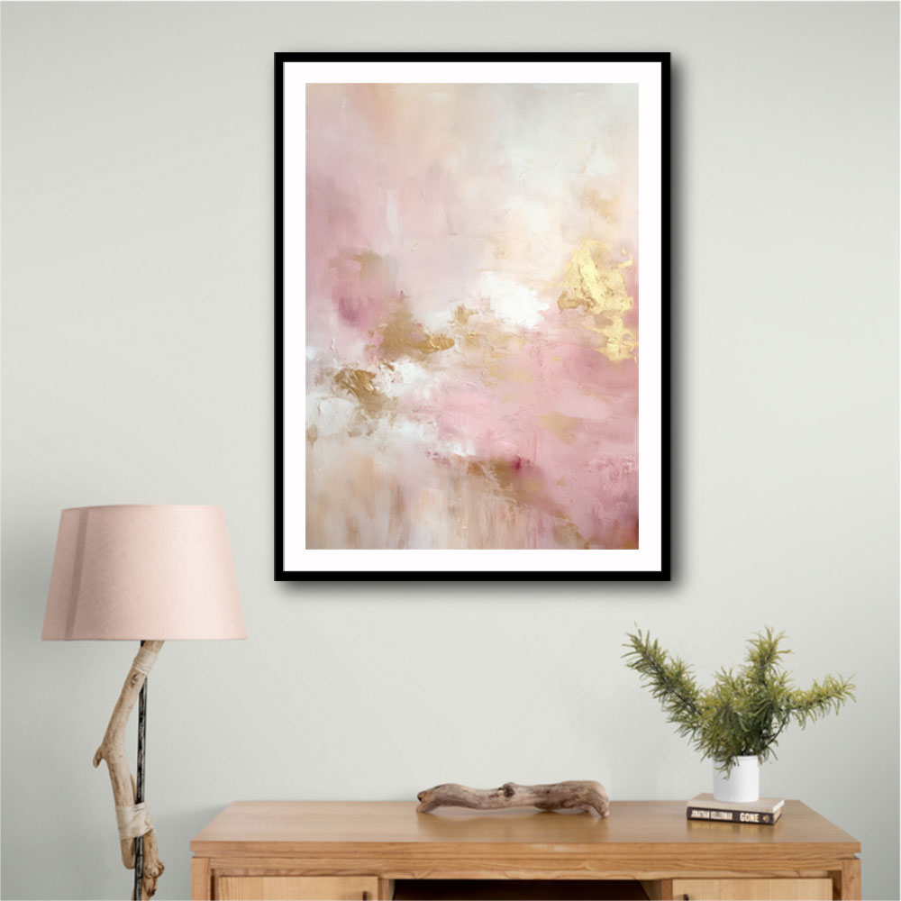 Pink & Gold Stroke Abstract 3 Wall Art