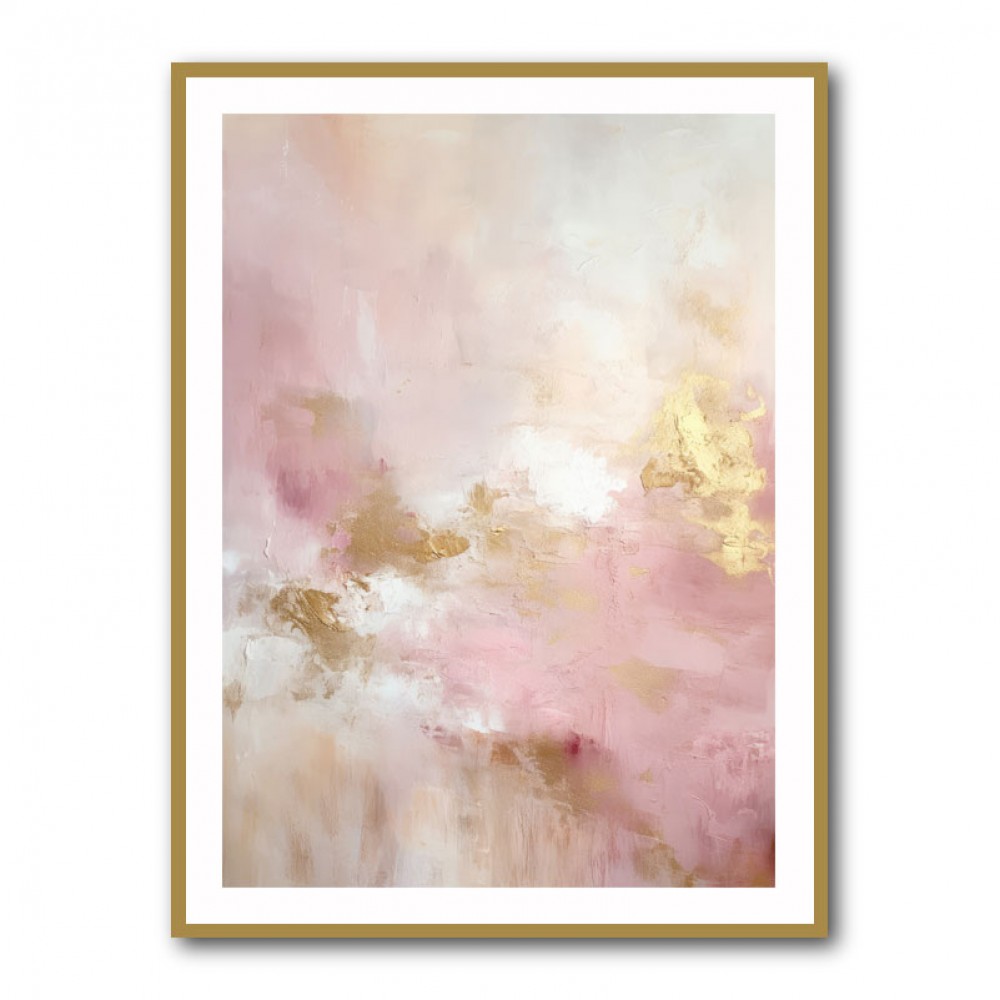 Pink & Gold Stroke Abstract 3 Wall Art