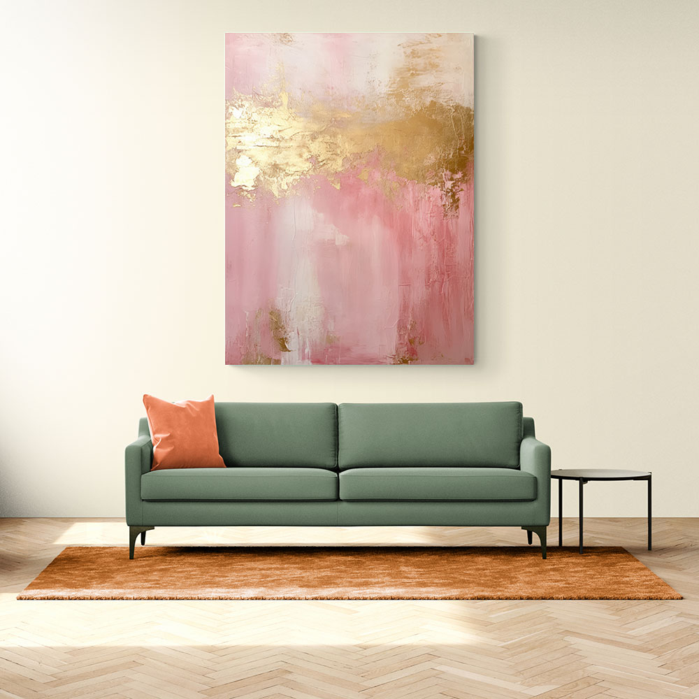 Pink & Gold Stroke Abstract 4 Wall Art