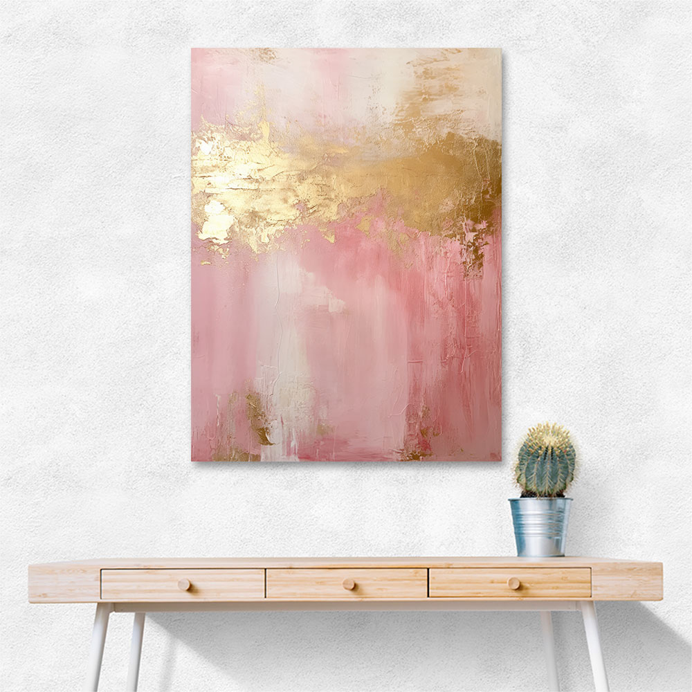 Pink & Gold Stroke Abstract 4 Wall Art