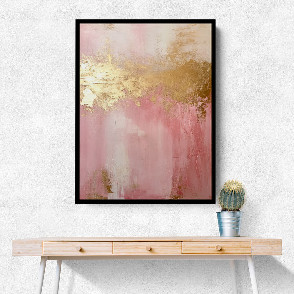 Pink & Gold Stroke Abstract 4 Wall Art