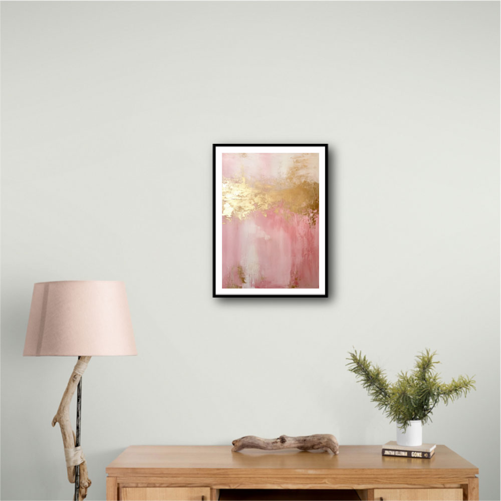 Pink & Gold Stroke Abstract 4 Wall Art