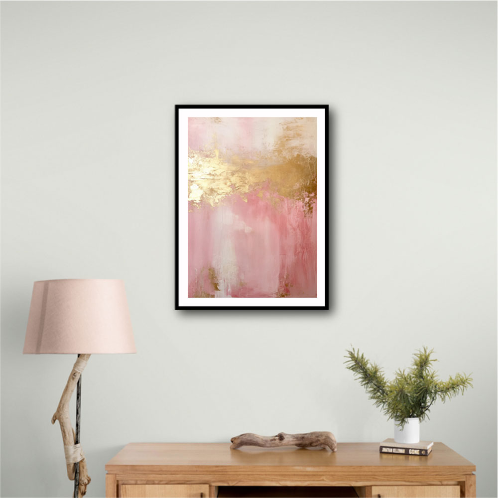 Pink & Gold Stroke Abstract 4 Wall Art