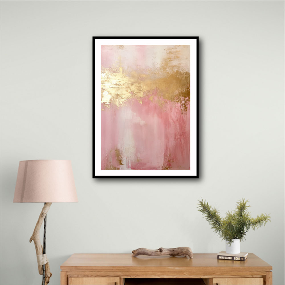 Pink & Gold Stroke Abstract 4 Wall Art