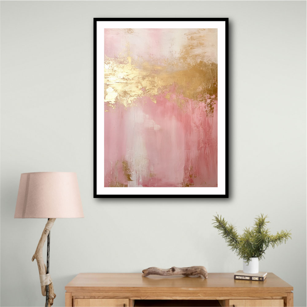 Pink & Gold Stroke Abstract 4 Wall Art