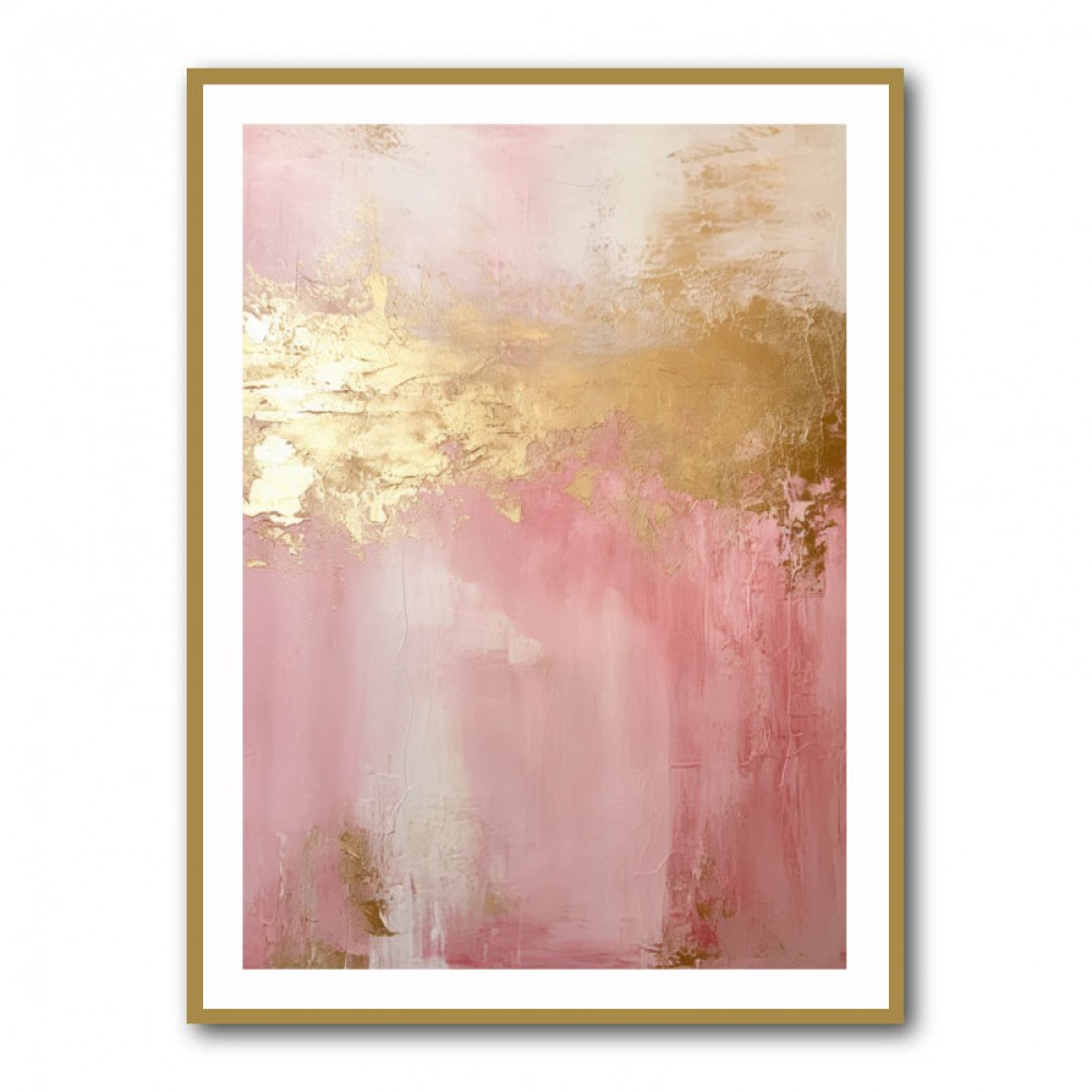 Pink & Gold Stroke Abstract 4 Wall Art