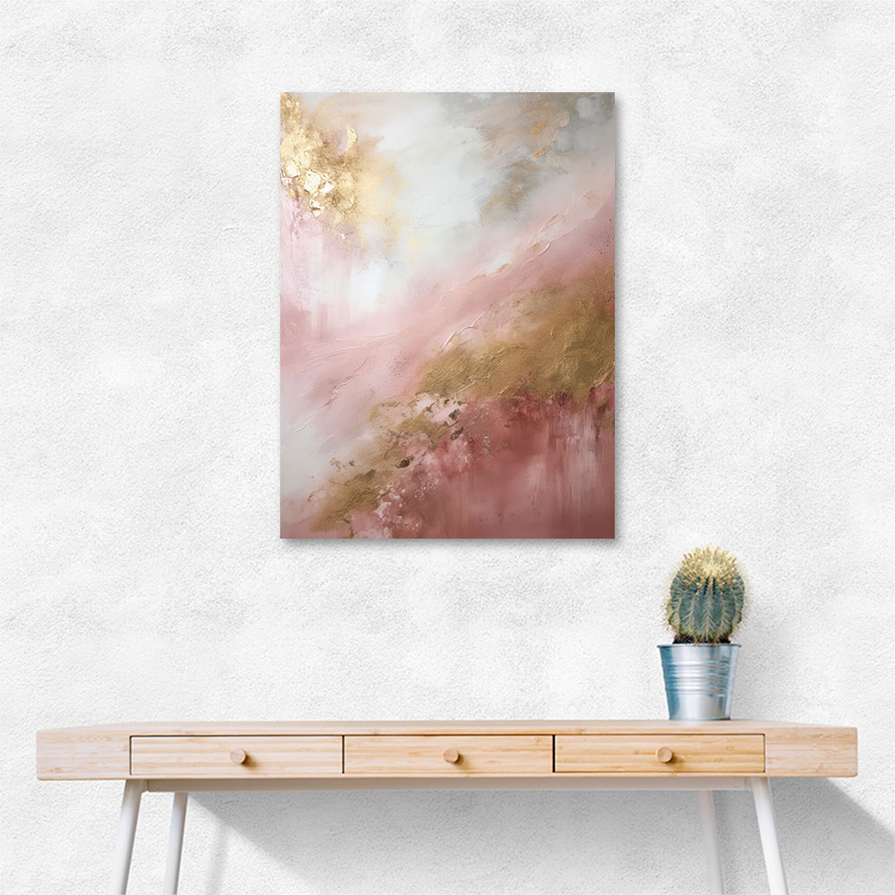 Pink & Gold Stroke Abstract 5 Wall Art