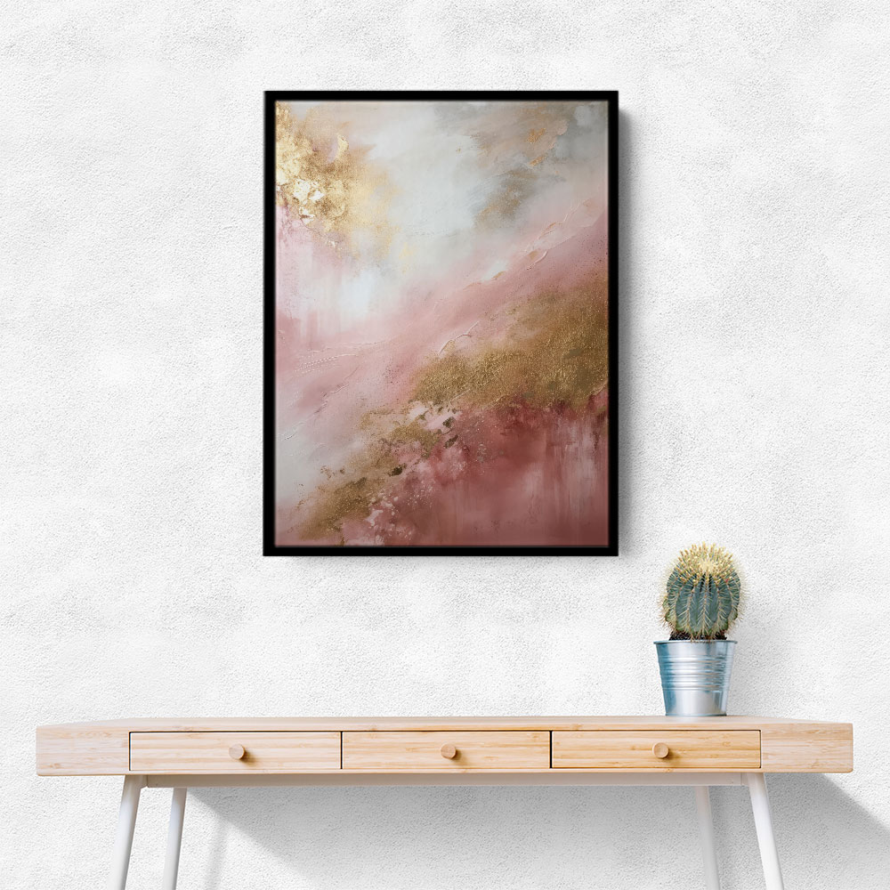 Pink & Gold Stroke Abstract 5 Wall Art