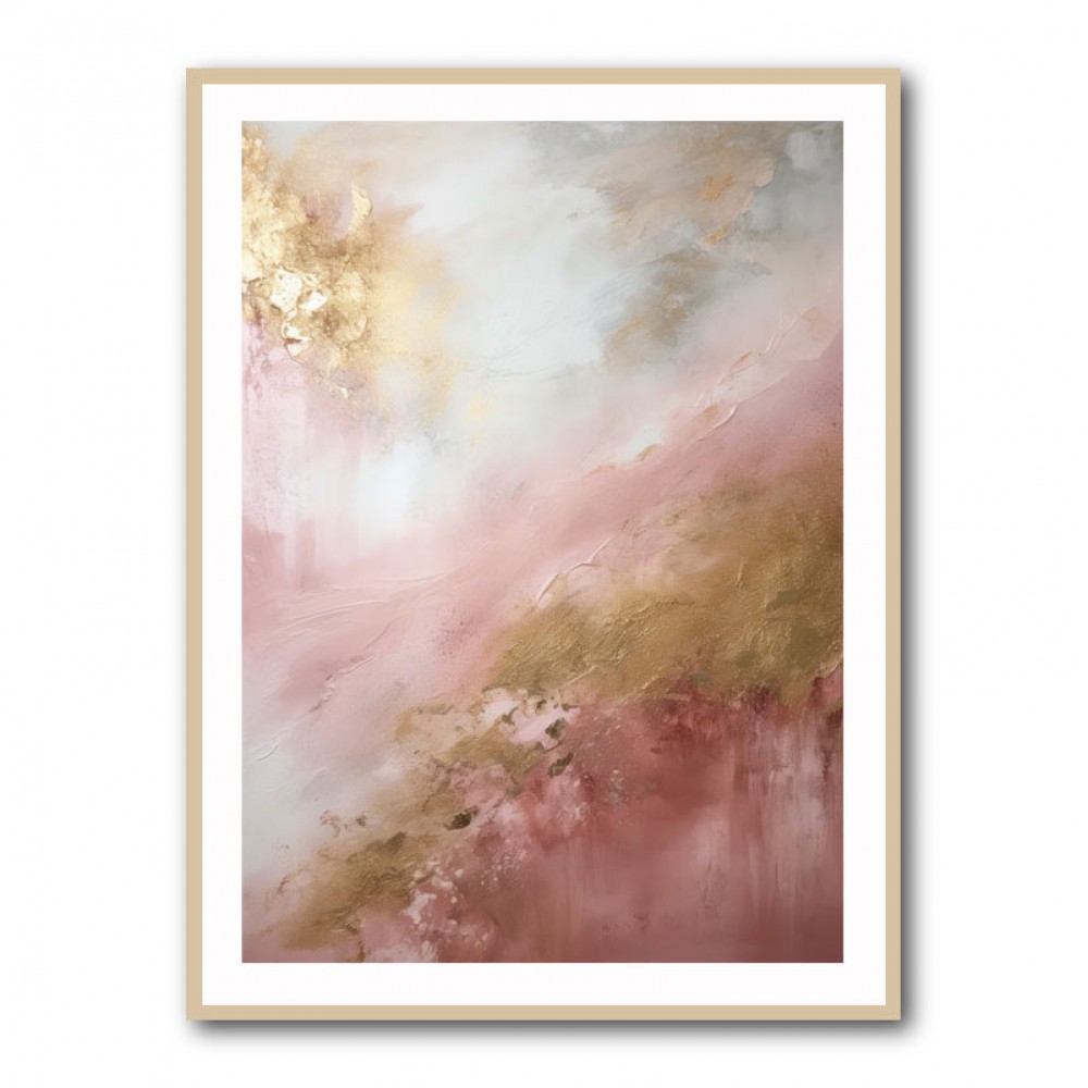 Pink & Gold Stroke Abstract 5 Wall Art