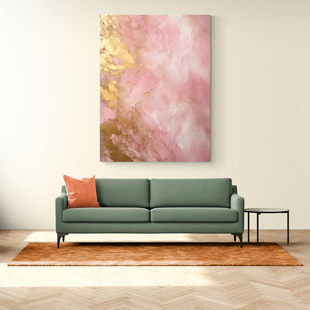 Pink & Gold Stroke Abstract 6 Wall Art